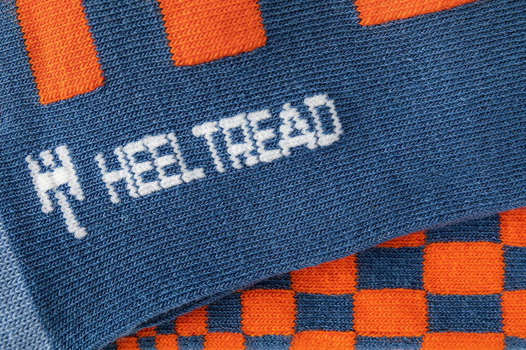Heel Tread - Pasha Orange/Navy Socks  